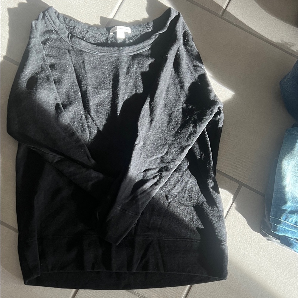 James Perse Black Textured Knit Top
